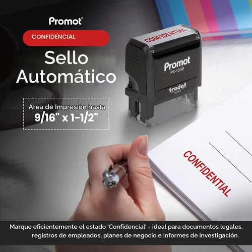 Vista 2 de Promot Sello autoentintado confidencial - Sello para contabilidad y notario
