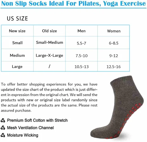 Vista 6 de NOVAYARD 5 pares de calcetines antideslizantes antideslizantes para yoga, pilates, hospital, calcetines para hombres y mujeres