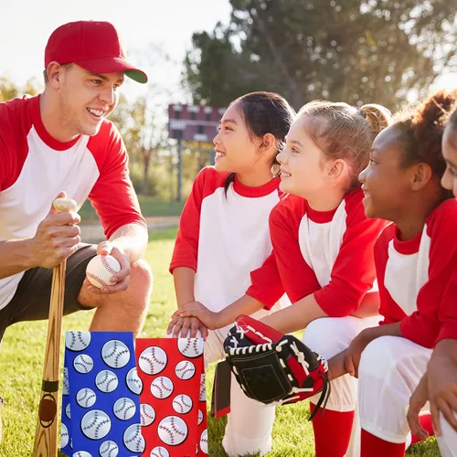 Vista 6 de 40 bolsas de regalo para fiesta de béisbol, suministros de papel para fiesta de béisbol, suministros para decoración de cumpleaños, suministros