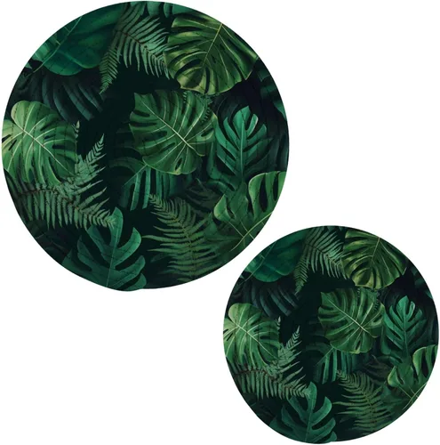 Vista 15 de Naanle Juego de 2 salvamanteles tejidos para ollas, 4 de julio, bandera de Estados Unidos, estrellas florales azules, manteles individuales redondos