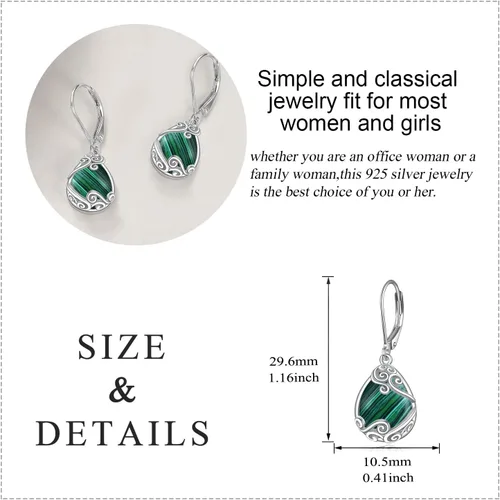 Vista 112 de Aretes colgantes con forma de lágrima de filigrana de piedra lunar de plata de ley 925 con cierre de palanca para mujer, regalos de joyería