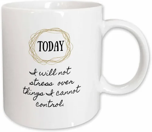 Vista 10 de 3dRose Image of Today I Will Not Stress Over Things I Cannot Control - Taza negra de dos tonos de 11 oz