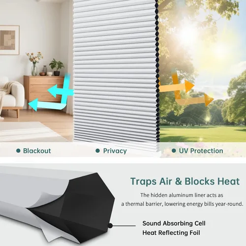 Vista 5 de Changshade Persianas Celulares Personalizadas de Arriba hacia Abajo Opacas, Persianas de Ventana Personalizadas para Ventana Interior, Persianas