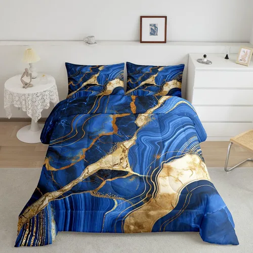 Vista 31 de Juego de edredón de mármol negro individual, ropa de cama dorada agrietada para adultos, hombres y mujeres, juegos de edredón de textura metálica