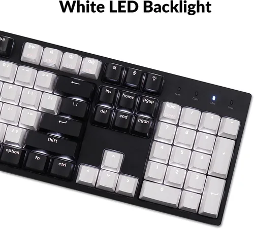 Vista 5 de Keychron C2 - Teclado mecánico de juegos con cable de 104 teclas para Mac con interruptor rojo Gateron G Pro retroiluminación LED blanca teclas ABS