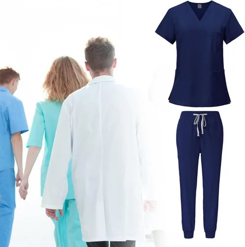 Vista 3 de Fancyes Conjunto de ropa de trabajo para enfermera, cuello en V, parte superior y pantalón deportivo