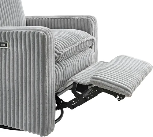 Vista 6 de Oxford Baby Uptown Power Sillón Reclinable/Mecedora, Pana, Gris Ceniza