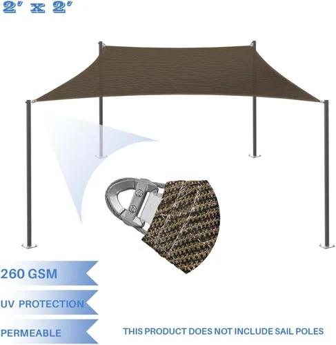 Vista 2 de E&K Sunrise - Toldo rectangular de 2 x 2 pies con un anillo, alambre de acero, bloqueo UV, para pérgola, patio, jardín, terraza al aire libre