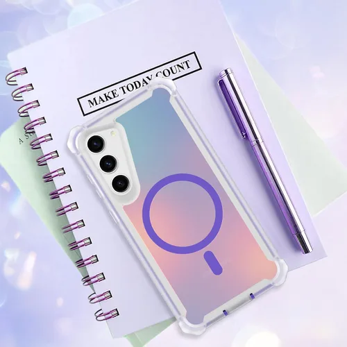 Vista 508 de Bonoma - Funda compatible con Samsung Galaxy S21 Plus, diseño de corazón con purpurina, color rosa Support for MagSafe, Plating Magnetic Case TPU