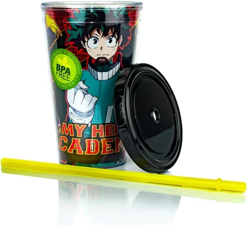 Vista 4 de Everenty Taza de plástico My Hero Academia Mercancía de anime y manga con licencia 16 onzas de plástico sin BPA Perfecto para el hogar