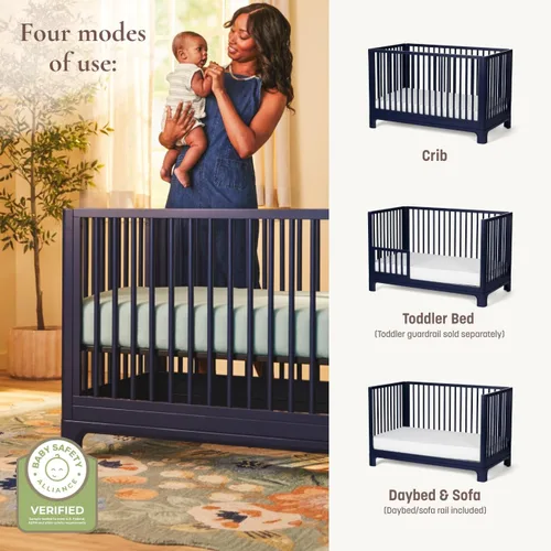 Vista 2 de Little Seeds Posey - Cuna convertible 4 en 1, color azul oscuro