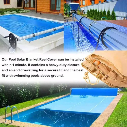 Vista 5 de Cubierta protectora de carrete solar para piscina, cubierta impermeable para carrete de piscina, cubierta solar para piscinas de hasta 24 pies
