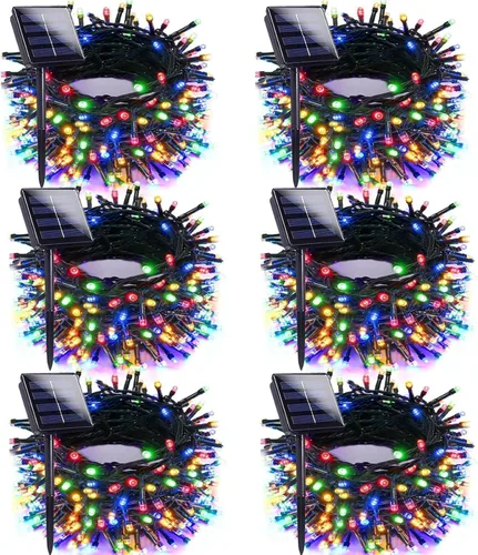 Vista 17 de Solar Christmas Lights Outdoor 2 Pack 66FT 200 LED String Lights Multicolor