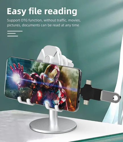 Vista 3 de Adaptador USB OTG 3 en 1 USB-A 3.0 hembra a tipo C Micro Lightning macho compatible con Apple Iphone15 Ipad Pro Air Min 14 13 12 LG Android
