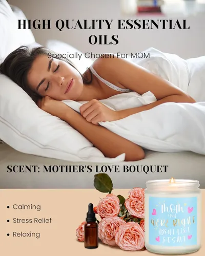 Vista 7 de M&SENSE Vela Aromática Mom You were Right, Regalos del Día de la Madre, Regalo del Día de Acción de Gracias para Madre de Hija e Hijo, Regalos