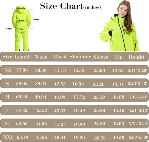 Vista 6 de Traje de esquí de una pieza para mujer, resistente al viento, impermeable, cálido, transpirable, desmontable, para deportes de nieve