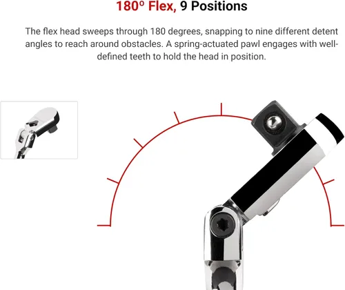 Vista 3 de TEKTON Trinquete de liberación rápida con cabeza flexible de 1/2 pulgadas x 10-1/2 pulgadas SRH31210