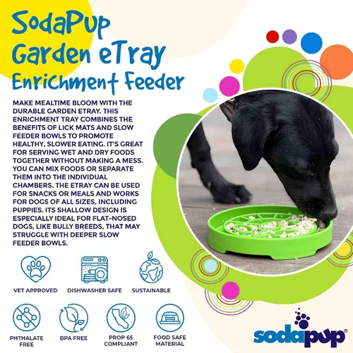 Vista 3 de SodaPup Garden eTray - Alimentador de enriquecimiento duradero fabricado en Estados Unidos con material no tóxico, seguro para mascotas, seguro
