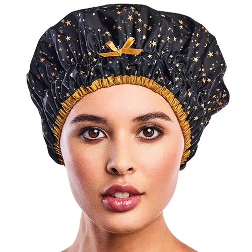 Vista 13 de Betty Dain Gorro de baño y ducha reutilizable, gorro de ducha impermeable de gran tamaño para todas las longitudes de cabello, forro de PEVA