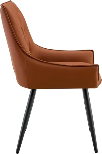 Vista 6 de Set of 2 Modern Minimalist Style Faux Leather Dining Room Chair,Elegant Refined Side Chair,Sturdy Structure Conversation Chair with Black Sanded