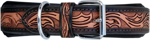 Vista 3 de Collar de cuero para perro, tamaño extra pequeño, estilo occidental, resistente, manual, ajustable, con cuentas y acolchado, suave para cachorros