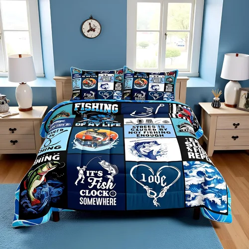 Vista 9 de Juego de edredón Lake Home Camper tamaño King, juego de ropa de cama náutica con ancla para niños, niñas, niños, adultos, decoración de dormitorio