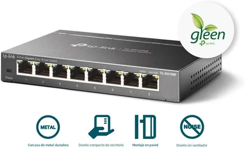 Vista 4 de TP-Link 8 Port Gigabit Switch Easy Smart Managed Plug & Play Lifetime Protection Desktop/ Wall-Mount Sturdy Metal w/ Shielded Ports