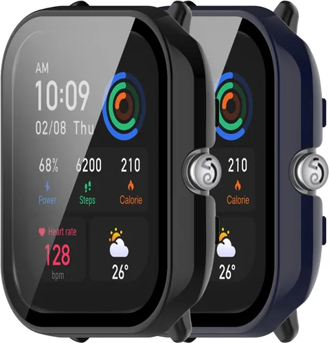 Vista 11 de Funda rígida de policarbonato compatible con Amazfit GTS 4 Mini con protector de pantalla de vidrio templado, resistente a los impactos y a prueba 6