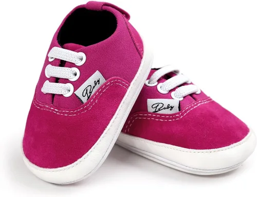 Vista 3 de Unisex Baby Girls Boys Shoes Infant Canvas Sneakers Anti-Slip Rubber Sole Newborn Crib Shoes Toddler Outdoor Athletic First Walkers