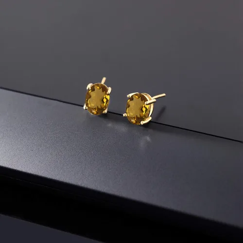 Vista 213 de Gem Stone King Aretes de oro de 14 quilates con piedra natal ovalada de 0.315 x 0.236 in Aretes de oro para mujer
