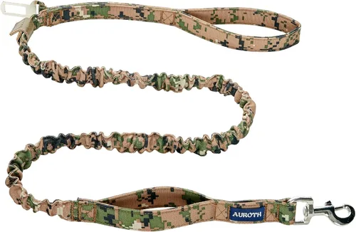 Vista 19 de AUROTH Correa elástica resistente para perros de razas grandes, sin tirones para absorción de golpes con cinturón de seguridad del automóvil, 2 asas