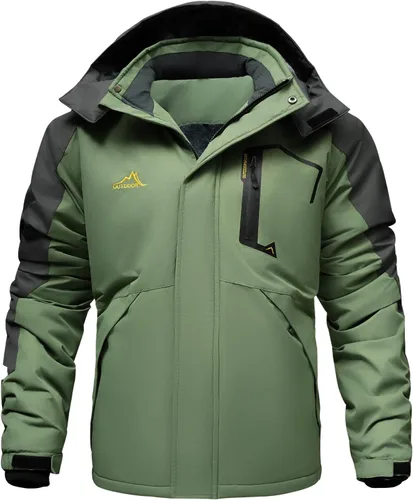 Vista 2 de INVACHI Chaqueta de esquí de invierno para hombre, impermeable, resistente al viento, forro polar con capucha