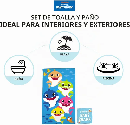 Vista 3 de Franco - Conjunto de toalla con toallita Tiburón bebé