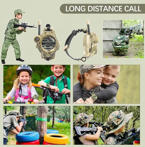 Vista 6 de Walkie Talkie para niños, reloj espía recargable Walkie Talkies, juguetes del ejército, regalos para niños, radio bidireccional Walky Talky Relojes