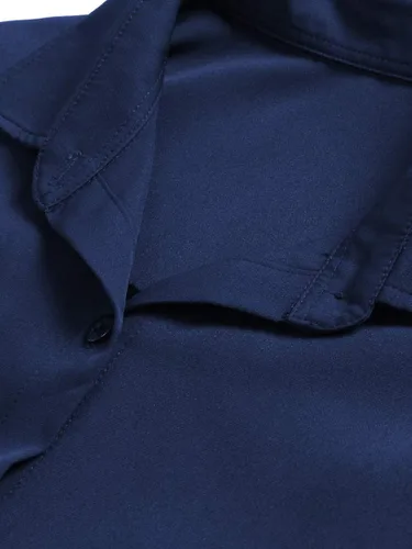 Vista 7 de VERWIN Vestido largo de manga larga para mujer holgado elegante con botones con bolsillos y cinturones Azul