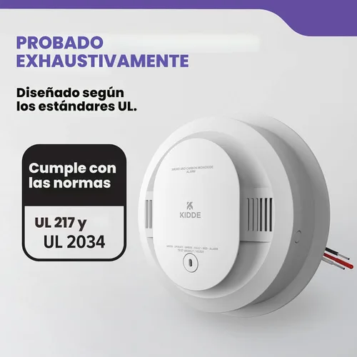 Vista 7 de Kidde - Detector de humo, funciona con pilas AA, indicadores de luz de advertencia LED, paquete de 1 unidad, blanco, 30CUAR