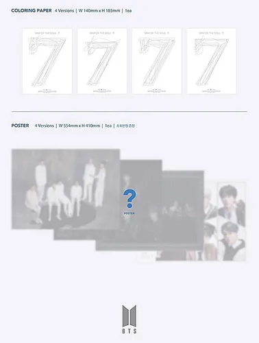 Vista 5 de K-POP BTS - MAP of The Soul : 7, Version 3 Cover incl. Album, Folded Poster, Extra Photocards Set