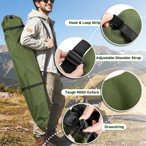 Vista 5 de Xxerciz Bolsa de repuesto para silla de campamento, bolsa de transporte plegable de 48 pulgadas con correa ajustable para el hombro, bolsa de Verde