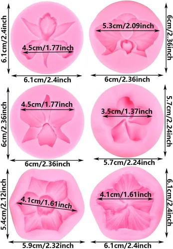 Vista 2 de ZiXiang Molde de silicona de flores de orquídea, molde de fondant de plumeria, moldes de hibisco, moldes de chocolate para decoración de pasteles