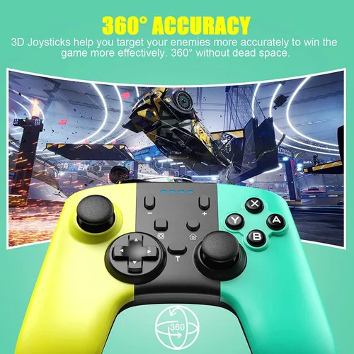 Vista 6 de Diswoe Controlador inalámbrico Pro compatible con SwitchSwitch LiteSwitch OLED, Gamepad compatible con funciones de captura de pantalla y vibración