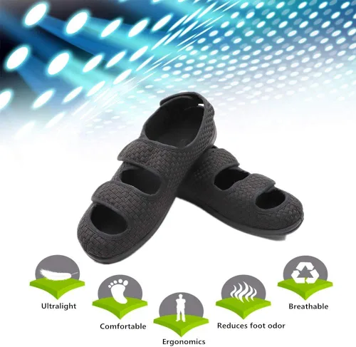 Vista 5 de Zapatillas de mujer extra anchas ajustables para diabéticos y edema, pies hinchados, zapatos para caminar para interiorexterior sandalias ortopédicas