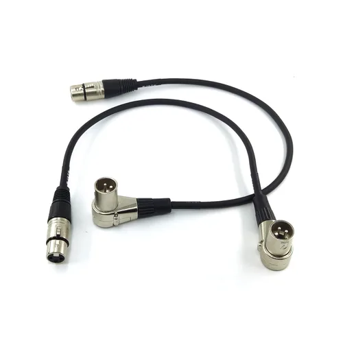 Vista 4 de WJSTN Cable XLR macho en ángulo recto XLR macho a hembra recto de 1 pie, adaptador de audio de micrófono XLR para cámara, mezclador, interfaz