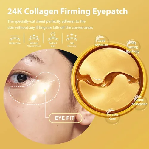 Vista 3 de SNP - Parches reafirmantes para debajo de los ojos con colágeno, 60 parches para ojeras oscuras y tratamiento de bolsas debajo de los ojos