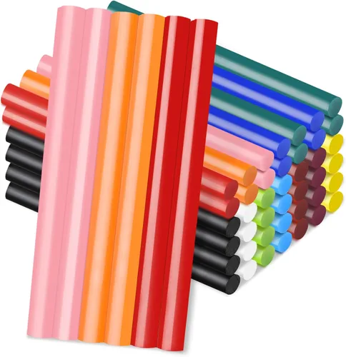 Vista 9 de Manarty Barra de pegamento termofusible roja ladrillo, 48 unidades de 0.27" de diámetro x 4" de largo, barras de pegamento termofusible mini de Rojo