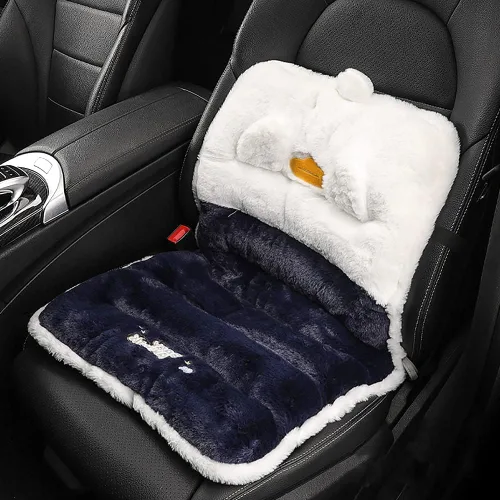 Vista 2 de XGOPTS Cojín de felpa suave de una sola pieza para silla, cojín de respaldo con lazos de fijación, almohadillas gruesas para silla de escritorio