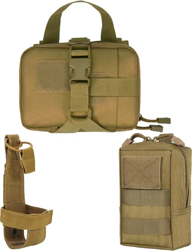Vista 8 de Bolsas tácticas Molle multiusos de nailon militar, bolsa de utilidad, bolsas de parches desmontables para arnés de chaleco de perro