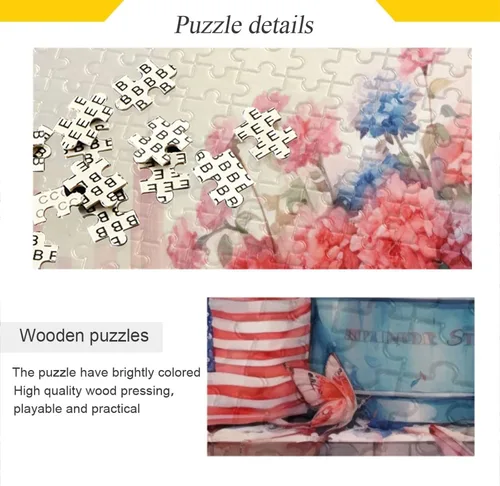 Vista 2 de Flowerpot American Falg Jigsaw Puzzles 500 Pieces for Adults with Mesh Storage Bag 2011739
