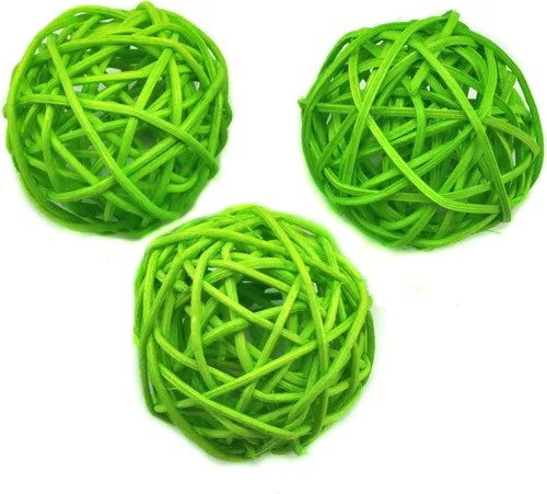 Vista 23 de 20 bolas de mimbre de ratán para decoración de mesa de boda, fiesta de Navidad (diámetro de 1.2 pulgadas, negro)