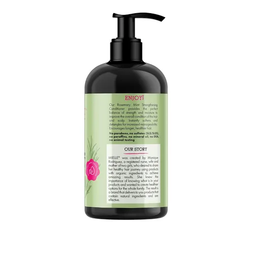 Vista 9 de Mielle Organics - Acondicionador capilar fortalecedor de romero y menta para mujeres y hombres - Acondicionador hidratante y desenredante infundido