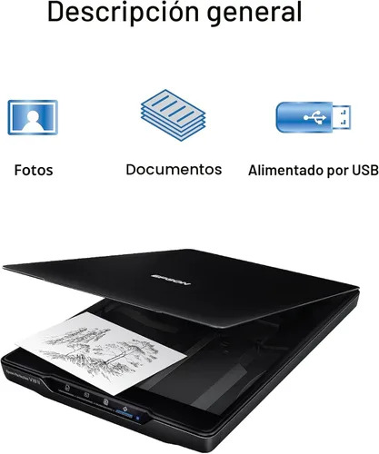 Vista 2 de Epson Perfection V19 II - Escáner plano de documentos y fotos a color con resolución óptica de 4800 ppp, alimentación USB y tapa extraíble de gran